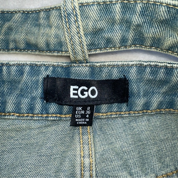 EGO Strappy Waist Belted Studded Mini Skirt In Blue Vintage Washed Denim Size 4 - Picture 10 of 11